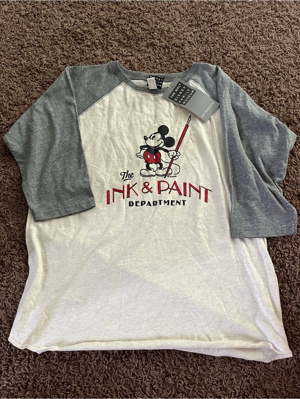 Youth Kids Walt Disney Museum Baseball Shirt Ink and Paint Department Size Large